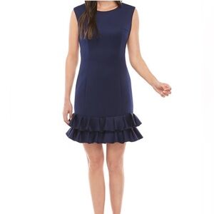 Donna Ricco Scuba Sheath Dress Blue Size 8 LNC